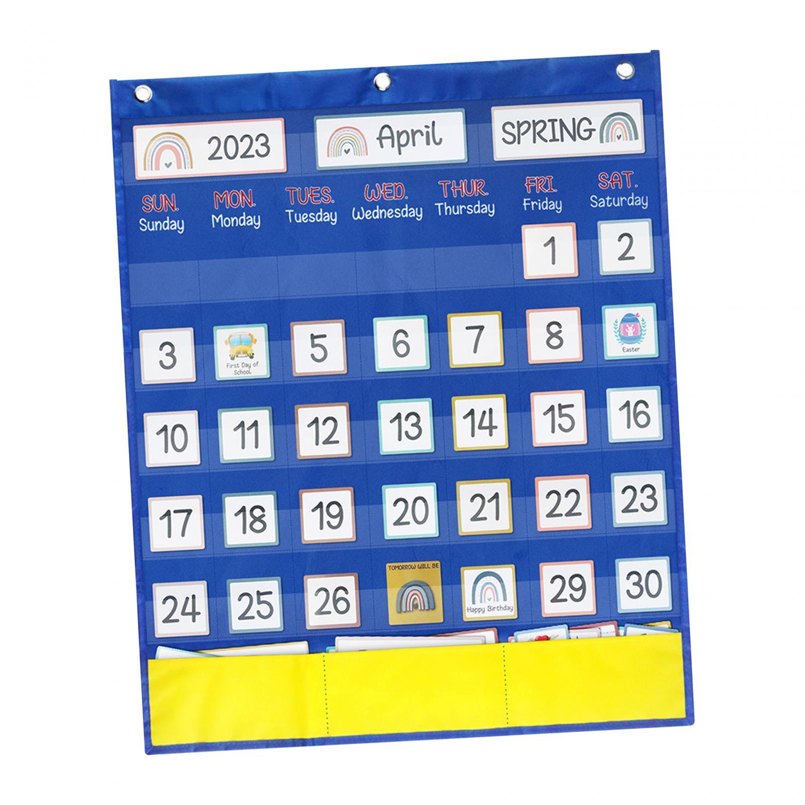 Bothyi - Calendario Pocket Chart Kindergarten Homeschool Back Classroom Calendar