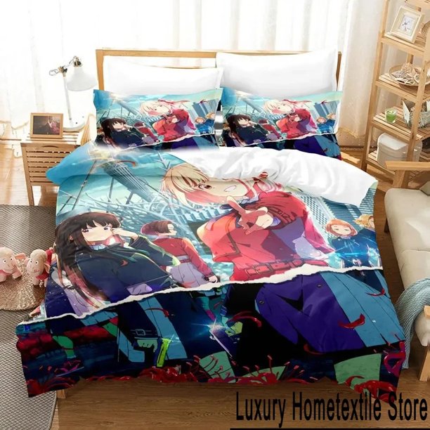 Lycoris Recoil Bedding Set Duvet Cover Bed Set Quilt Cover Pillowcase Comforter Size Boys Adult Bedding Set Bed Sheets