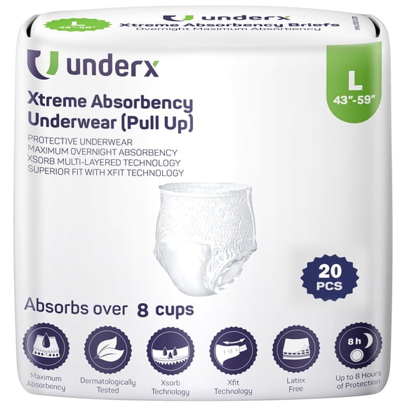 Ropa interior desechable para incontinencia UnderX talla grande, 20 unidades