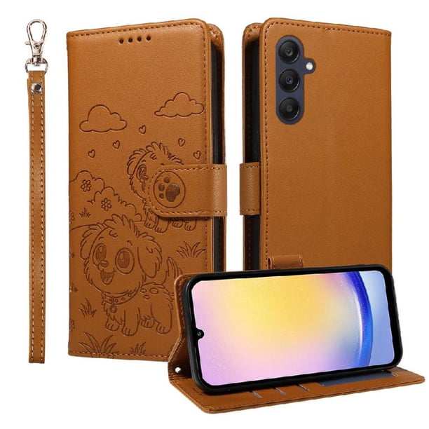 Funda Billetera FOXDOCK Compatible con Samsung Galaxy A25 5G, Diseño Perrito Tierno, Ranuras para Tarjetas y Soporte Plegable