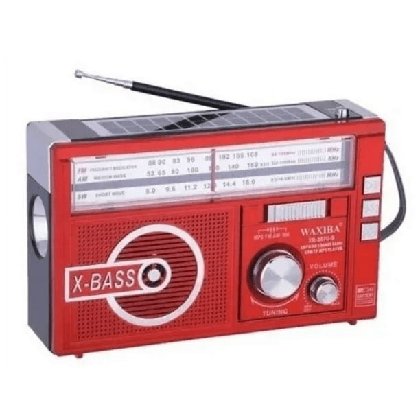 Radio Portatil Waxiba Usb Am Fm Solar Recargable ROJO