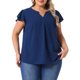 thumbnail image 1 of Agnes Orinda Blusas de Talla Grande para Mujer de Escuela o Universidad con Lunares Suizos, Cuello Entallado, Mangas con Volantes, Básicas y Lindas 4X Azul Oscuro, 1 of 6