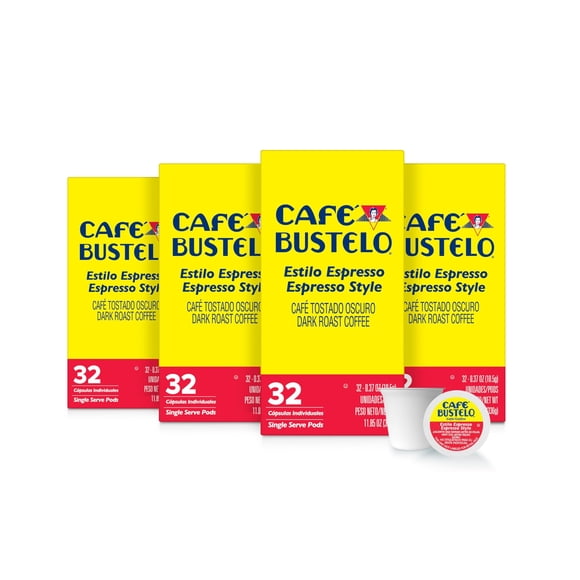 Cápsulas de café Café Bustelo, estilo espresso, color tostado oscuro, 32 x 4