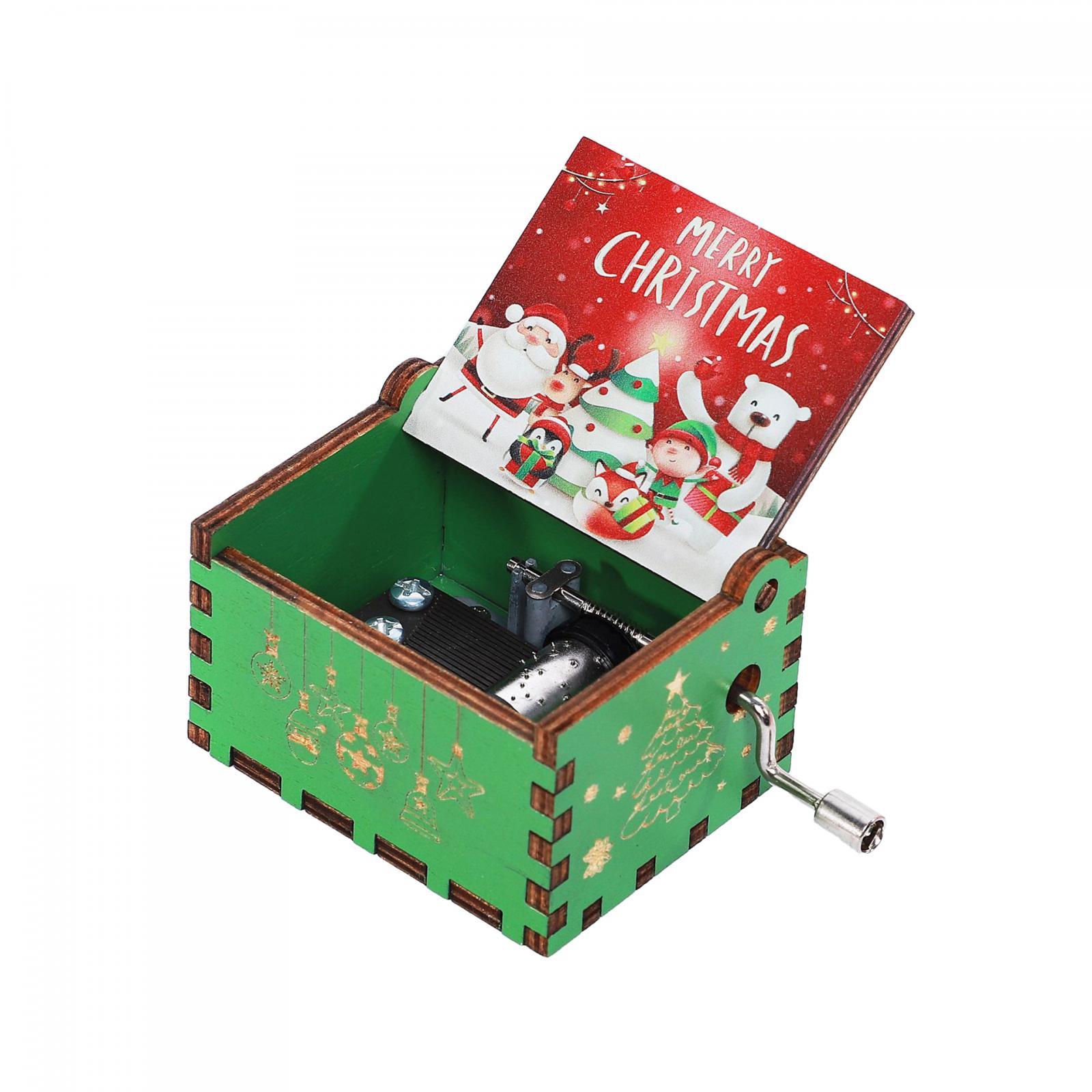 Magideal - Caja De Música Navideña, Con Manivela, Adorno Pequeño, Para Escritorio, Colección Divertida, Decoración Navideña, Caja De Música Para Regalo De Cumple Estilo C