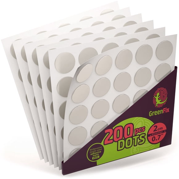 Masilla de montaje redonda transparente Sticky Dots GreenFix, 200 unidades