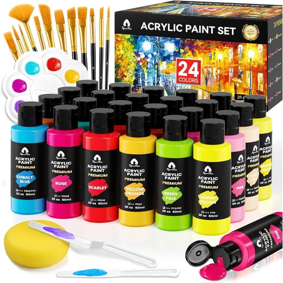 Set Pintura Acrílica VigorFun 24 Colores 60 ml Pinceles