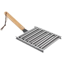Xusx111 - Rodillo De Perros Calientes, Rodillo De Salchicha Para Parrilla, Parrilla De Perros Calientes De Barbacoa De Acero Inoxidable Con Mango De Madera Extra Largo, Perros Calientes Cocinados Unif
