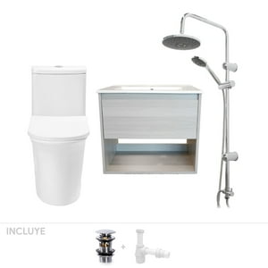 Stretto - Pack Baño Navarra | Mueble + Sanitario Wc + Columna Ducha