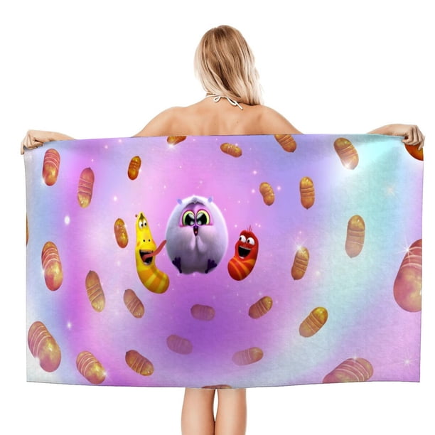 Familia Larva Toalla de playa de secado rápido con diseño temático, regalo para mujeres y niñas, ideal para cumpleaños, fans, amantes de la música, uso en la playa o al aire libre, 78 × 150 cm