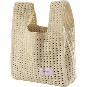 Veat00L - Bolsos De Punto Huecos Para Mujeres, Bolsos De Punto Pequeños, Estilo Casual, Estampado Plano, Ganchillo, Artículos De Moda