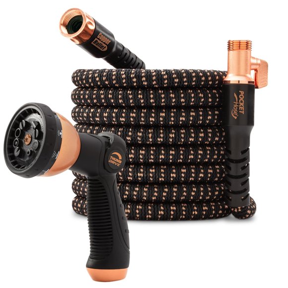 Manguera de jardín Pocket Hose Copper Bullet de 23 m con boquilla de 10 patrones