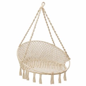 Genérica - Silla Columpio Colgante Natural Redondo Adulto 80X60X120