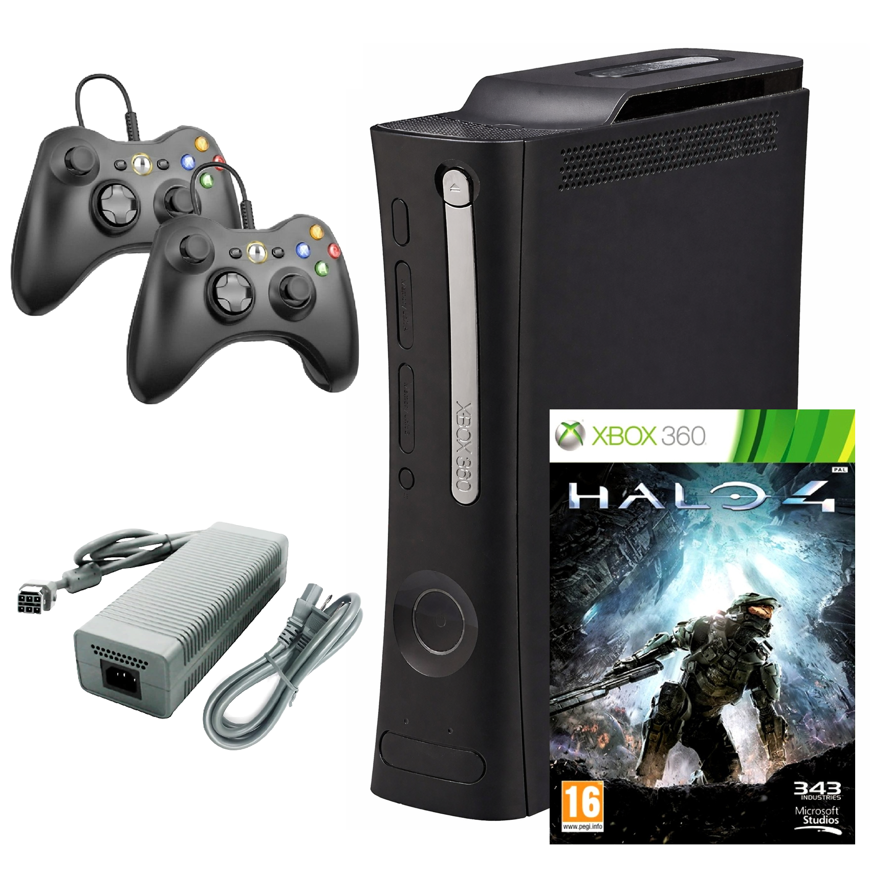 Consola Microsoft Xbox 360 Elite Reacondicionada Con Dos Controles Retrofam Y Halo 4