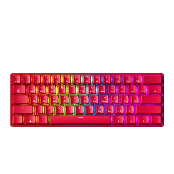 Teclado Mecánico GK61 61 Teclas RGB Cableado Óptico Rojo