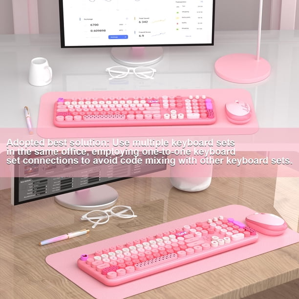 Teclado y ratón inalámbricos MOFII 104 teclas redondas rosa | Lider