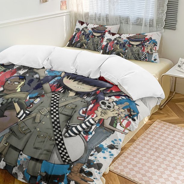 x482 Gorillaz 3-Piece Bedding Set Warm And Comfortable Soft Duvet Cover Bed Set with 1 Duvet Cover And 2 Pillowcases for Bedroom b482