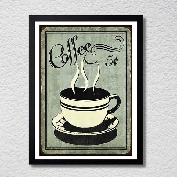 Cuadro Decorativo 35x45 Marco Negro Un Café de 5 Centavos