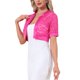 thumbnail image 4 of INSPIRE CHIC Bolero de Mujer Chaqueta Corta Panel de Satén Mangas Cortas Encaje Abierto Frontal Cárdigan Recortado Rojo Rosa S, 4 of 6