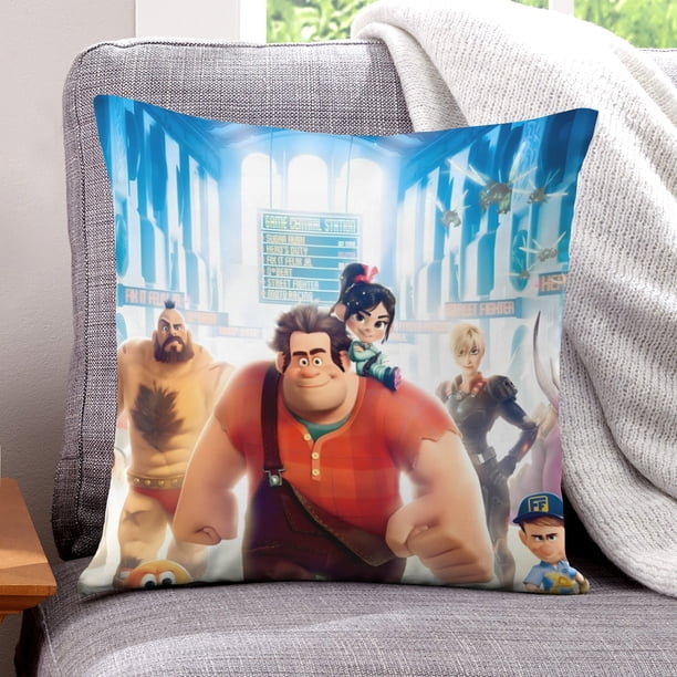 ¡Rompe Ralph! Fundas de almohada de terciopelo con tema, regalos de funda de almohada, decoración para el hogar, cojín de lanzar, regalo de cumpleaños para fans y parejas.40*40cm.