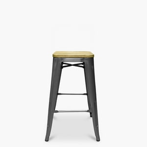 Form Design - Taburete Medio 66 Tolix Asiento Madera Plata