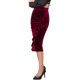 thumbnail image 4 of Falda de Terciopelo con Fruncido de Cintura Alta para Mujer INSPIRE CHIC, Formal, de Noche, Cóctel, Midi, Lápiz, L Burdeos, 4 of 6