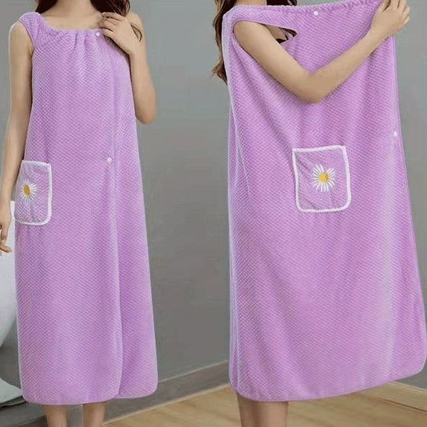 1pc Quick-Drying Flower Pattern Bathrobe with Thick Straps for Women - Absorbent Spa Wrap Towel for Home and Bathroom
