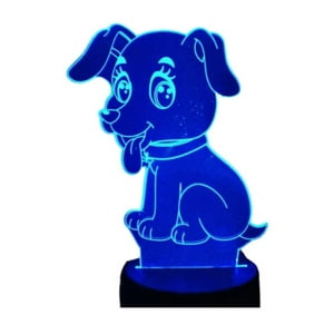 Lelumania - Lampara Ilusion 3D Cachorro De 7 Colores, Base Touch