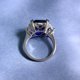 thumbnail image 5 of Anillos de Compromiso de Corte Cojín de 13 X 13 Mm para Mujer Anillos Azules Anillo de Diamante Simulado de 3 Piedras CZ Anillos de Plata Esterlina S925 Joyería Fina para Aniversario Cumpleaños, 5 of 7