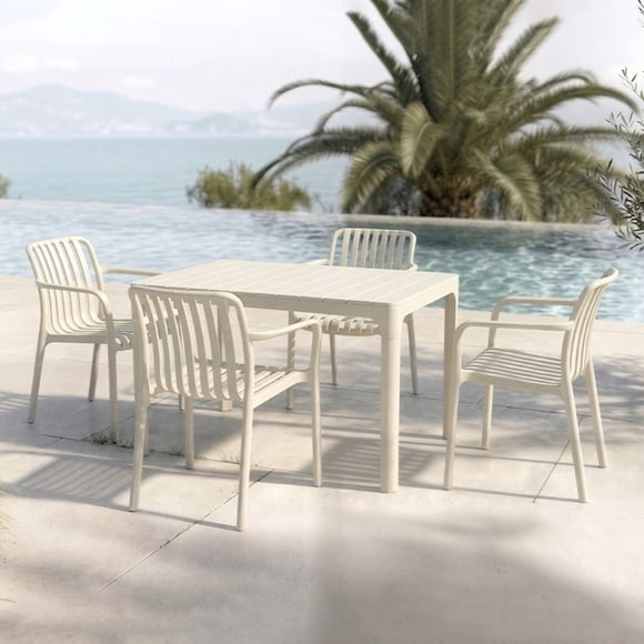 Pack 4 Sillas Terraza con Apoyabrazo Stripes Crema 54x58x80cm