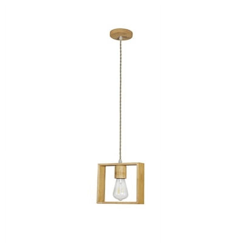 Hb Led - Lámpara Colgante De Madera Decorativa Cuadrada E-27