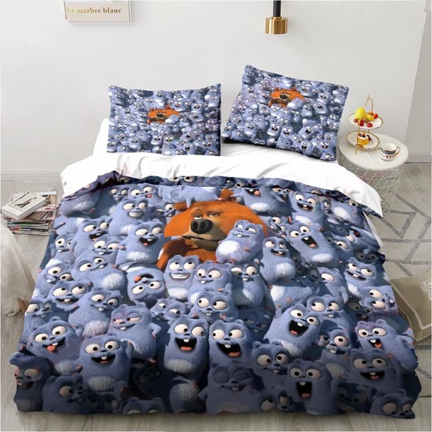 Cartoon Grizzy Lemmings Bedding Set,Duvet Cover Comforter Bed Set Quilt Cover Pillowcase