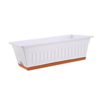 Magideal - Macetero Para Ventana, Macetero De Verduras, Rectangular, 50X19X16Cm, Macetero Para Alféizar De Ventana Con Orificios De Drenaje Para Patio, Porche, M Blanco