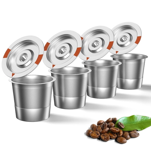 K‑Cups FAQQMCVY Pack de 4 reutilizables de acero inoxidable