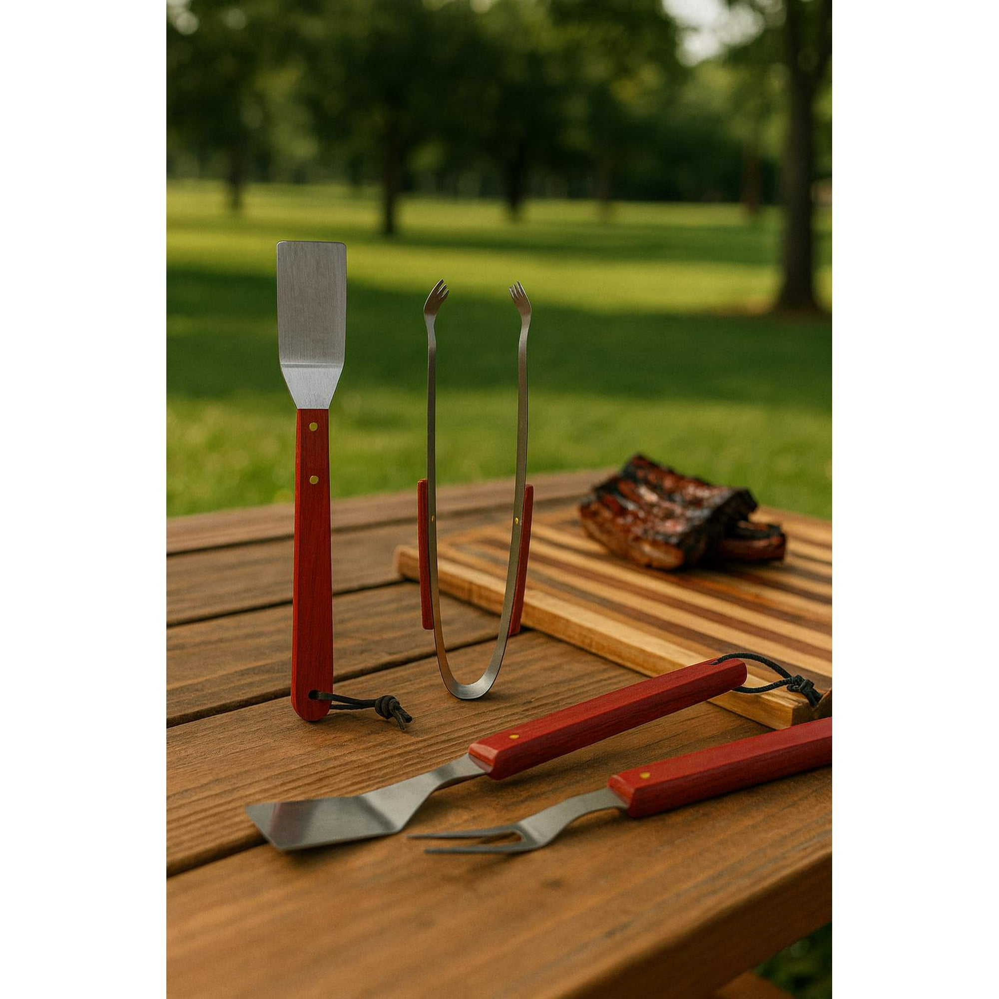 Cosas Casa - Set Parrillero De 4 Utensilios Para Barbarcoa Plateado