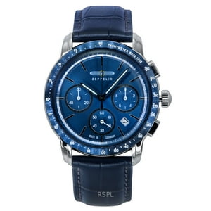 Reloj Zeppelin New York Chronograph Leather Strap Blue Dial Quartz 88783 Men'S Watch