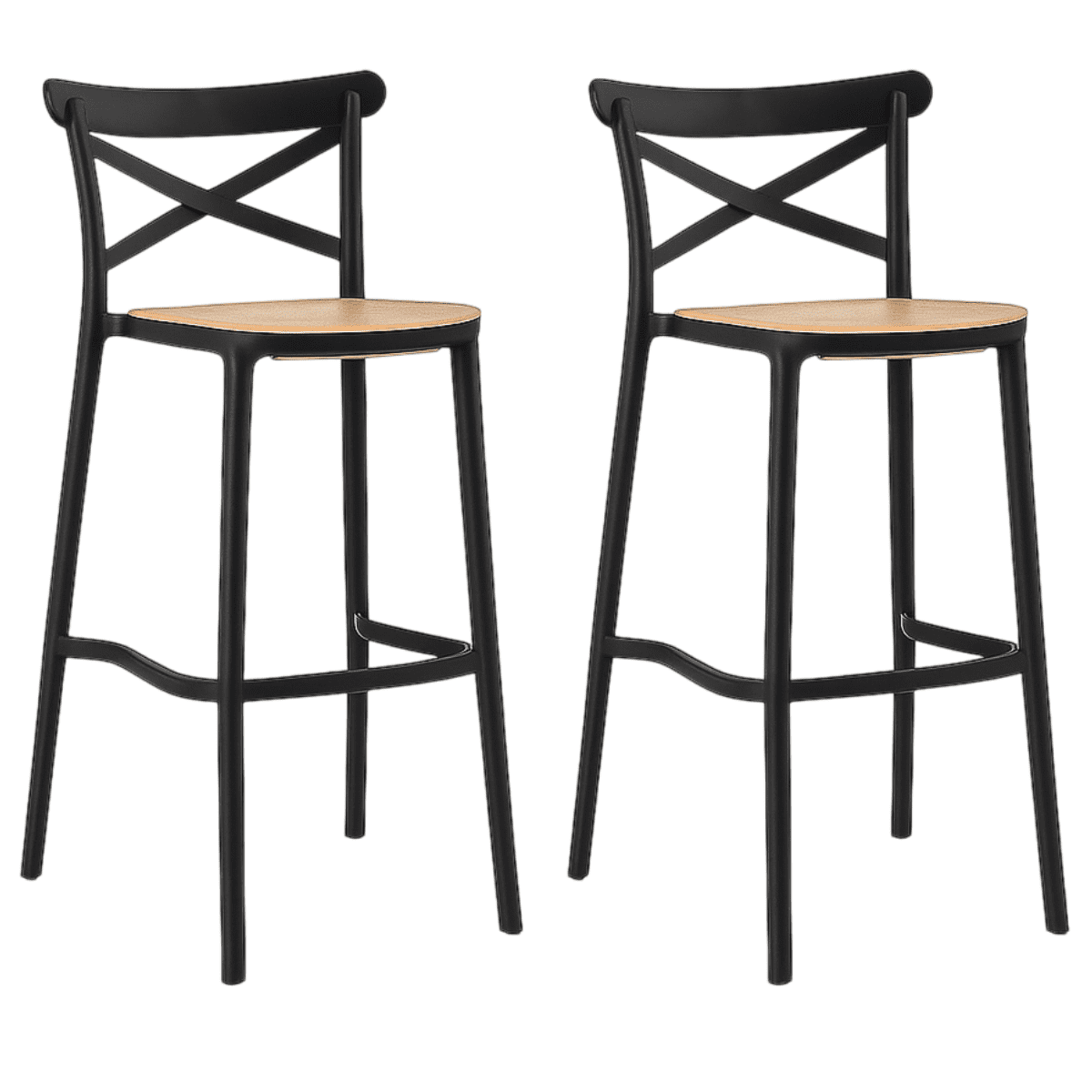 Moboi - Pack 2 Taburetes Crossback Danubio Piso De Bar O Terraza 66cm Negro