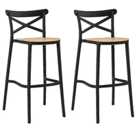 Moboi - Pack 2 Taburetes Crossback Danubio Piso De Bar O Terraza 66Cm Negro