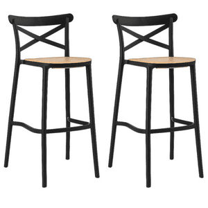 Moboi - Pack 2 Taburetes Crossback Danubio Piso De Bar O Terraza 66Cm Negro