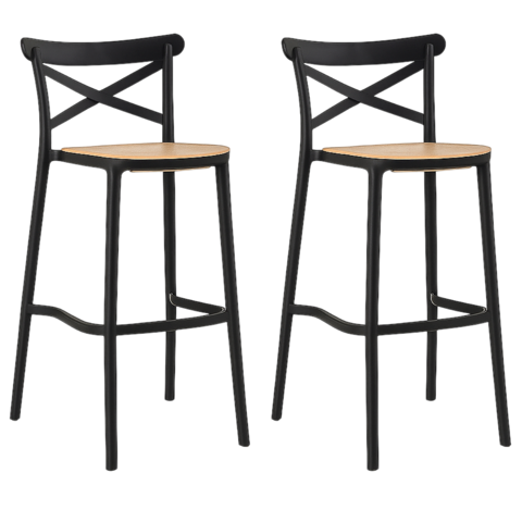 Moboi - Pack 2 Taburetes Crossback Danubio Piso De Bar O Terraza 66Cm Negro