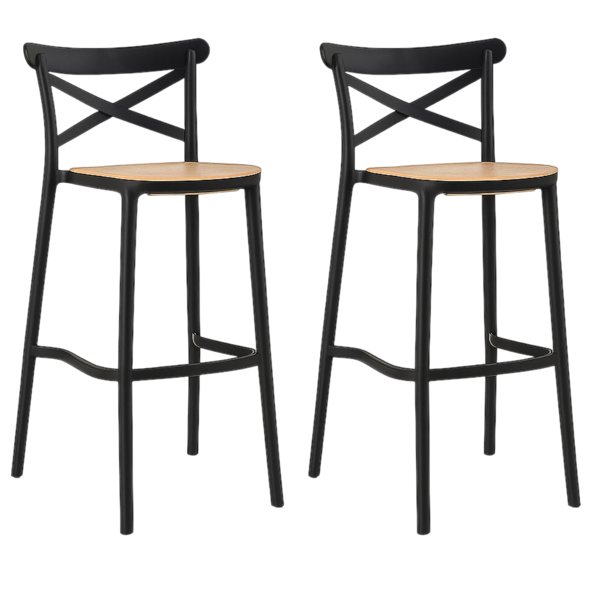 Moboi - Pack 2 Taburetes Crossback Danubio Piso De Bar O Terraza 66Cm Negro