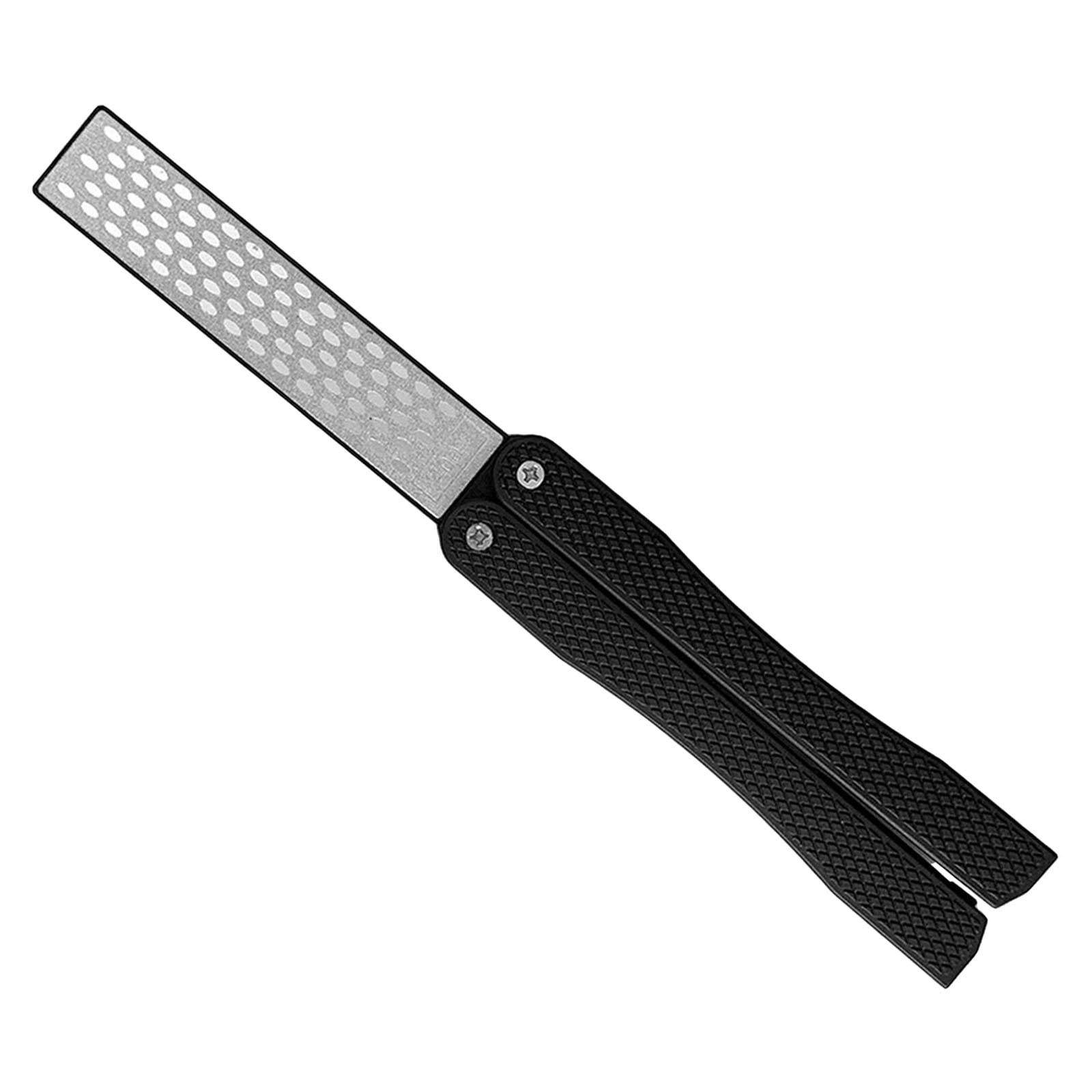 Magideal - Piedra Para Afilar Cuchillos Portátil, Tijera Plegable De Dos Cara, Podadoras, Hoja Para Afilar, Piedra Para Herramientas De Cocina Al Negro