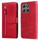 thumbnail image 3 of Funda tipo cartera para Motorola Moto G15 con bolsillo con cremallera y ranuras para tarjetas – Función de soporte Rojo, 3 of 5