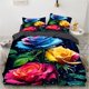 thumbnail image 1 of x2449 Bed SheetsRed Rose Duvet Cover Set Floral Flowers pc Bedding TwinFull QuiltComforter Cover sets Linens For Wedding 3-Piece Bedding Set (1 Duvet Cover + 2 Pillow Shams) nj2449, 1 of 5