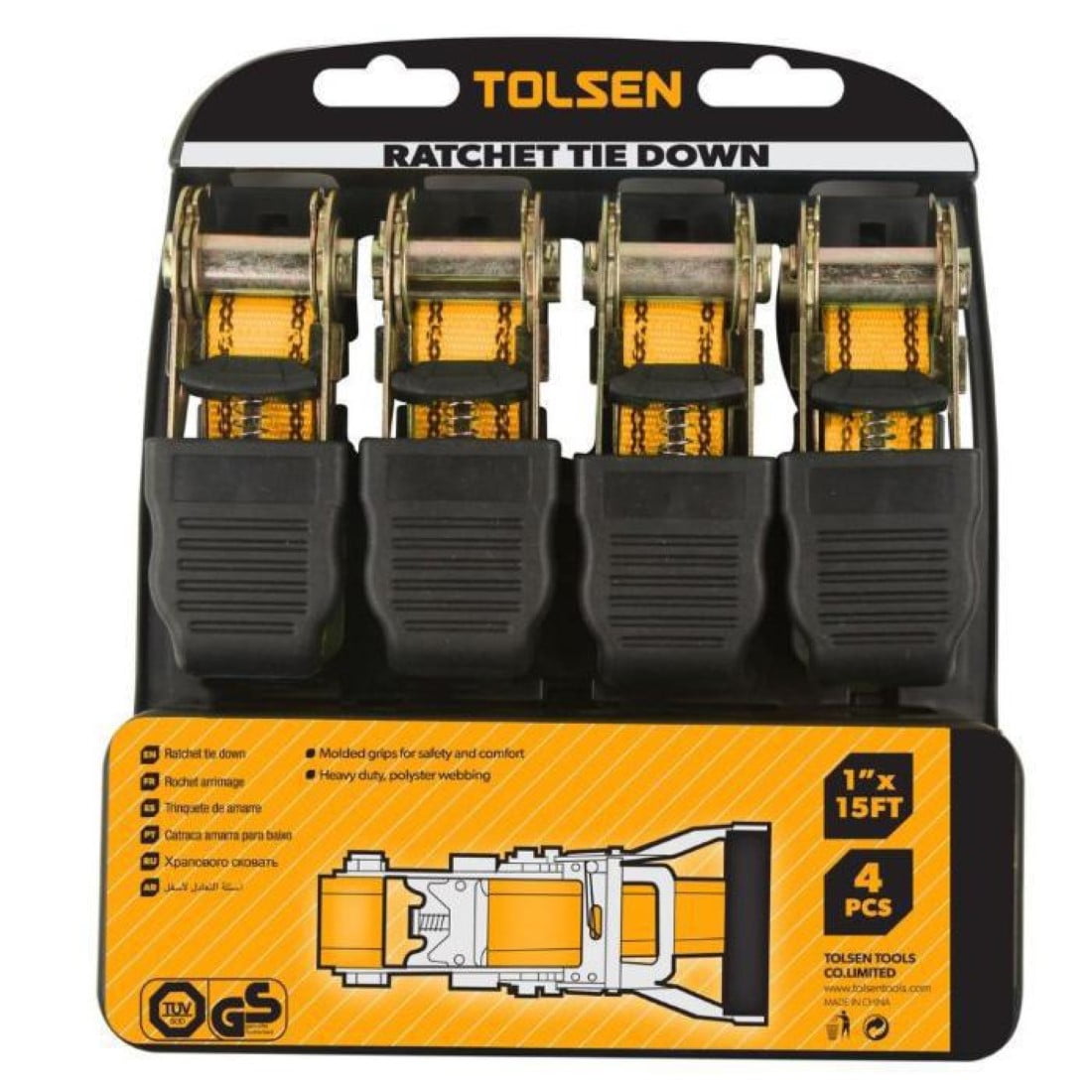 Tolsen - Eslinga Rachet Amarra Carga 4 Juegos