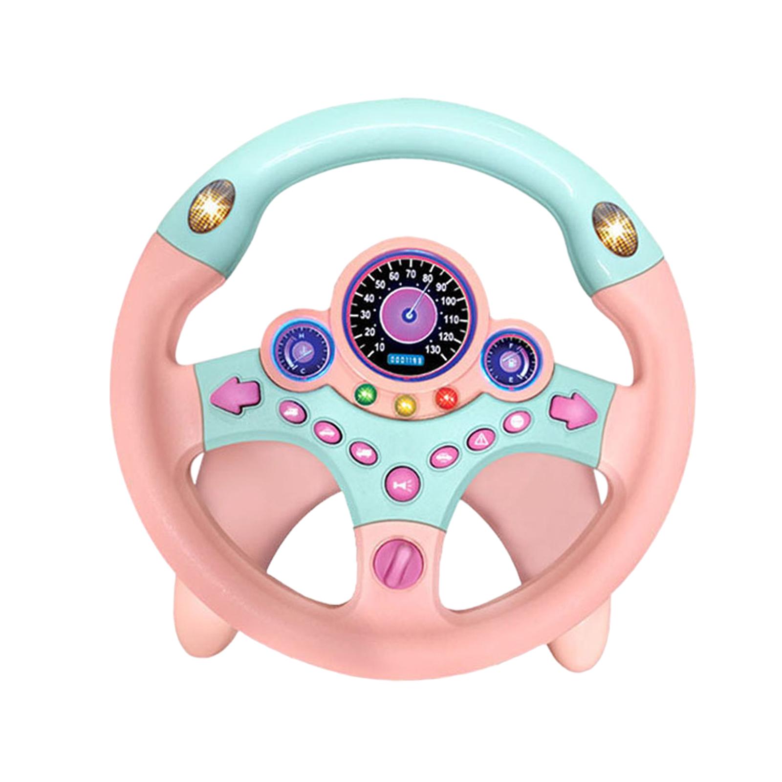 Magideal - Volante Pequeño De Juguete Con Batería Con Música, Divertido Volante De Conducción, Simulación De Conducción Para Niños Y Niñas, Juguete Educativo Par Rosa