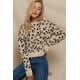 thumbnail image 1 of Saronite Suéter de Invierno de Viscosa Jacquard de Manga Larga con Estampado Animal, Cuello Redondo, Beige/Camel (para Mujer), 1 of 5
