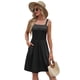 thumbnail image 3 of Vestido WIHOLL Aline con cuello cuadrado, sin mangas, largo hasta la rodilla, negro XL, 3 of 3