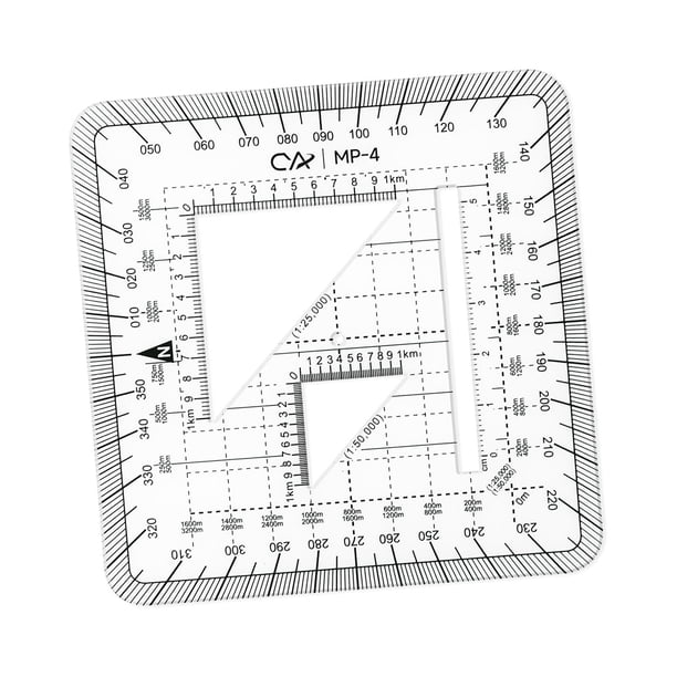 Grid de bolsillo de la regla de protractor Maptool Coordinate Escala cuadrada de medición de la regla de medición para el dibujo de ingeniería de