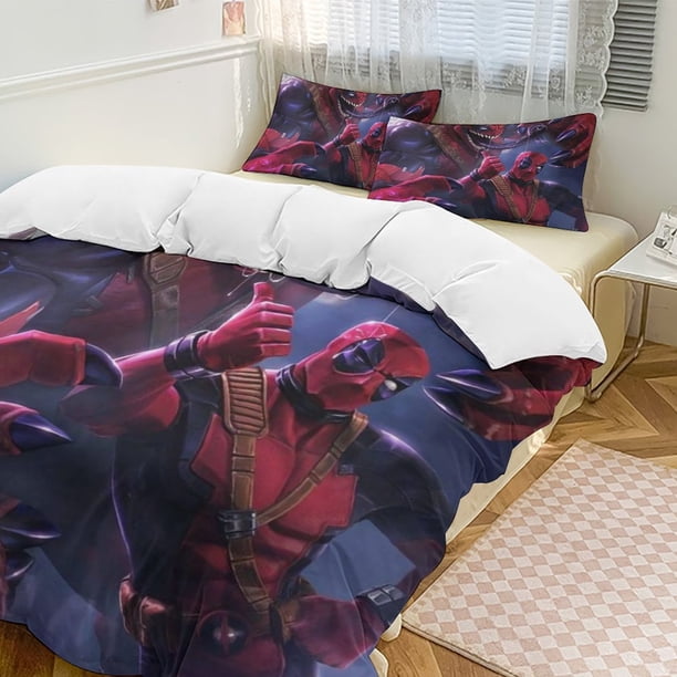 Deadpool Family Bed 3 Piece Set Personalized Bedding Decor for Kids And Teens Anime Student Dormitory Cover