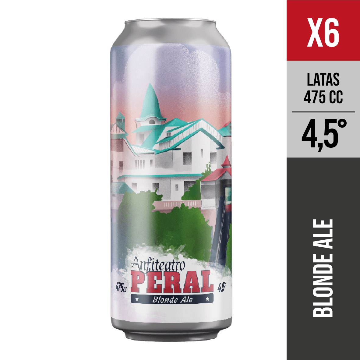 Anfiteatro - Pack X6 Peral, 4,5° (blonde Ale) - Cerveza Artesanal Valparaiso - 475 Ml
